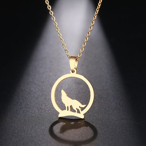 Collier à Pendentif Loup Hurlant (Acier)